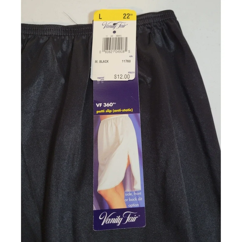 NEW NWT Vanity Fair Half Slip Large Black 22